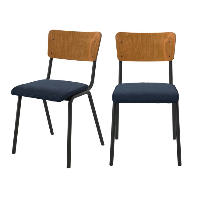 Lot de 2 chaises en bois et velours - NICO - RENDEZ-VOUS DÉCO