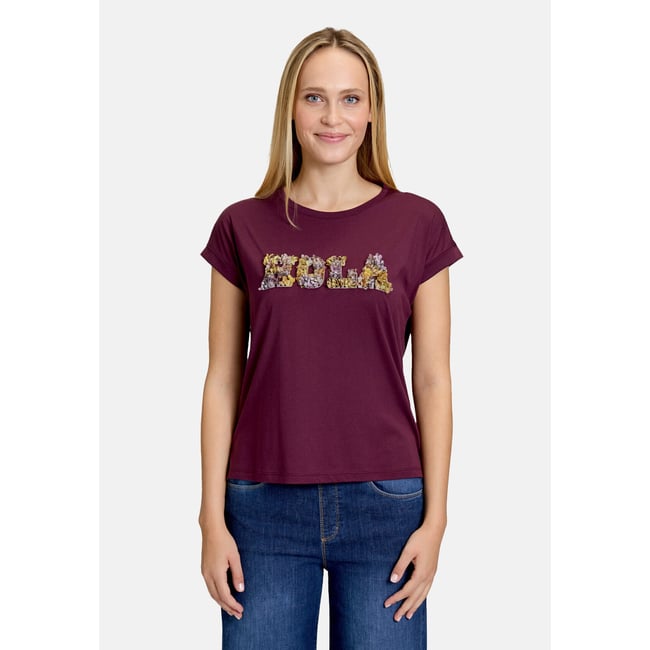 Haut à encolure ronde à revers au bas des manches patch purple/grey <span itemprop=