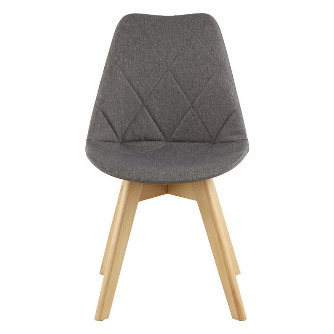 Scandi Inspired Quilted Dining Chair with Natural Wood Legs, grey, SO'HOME