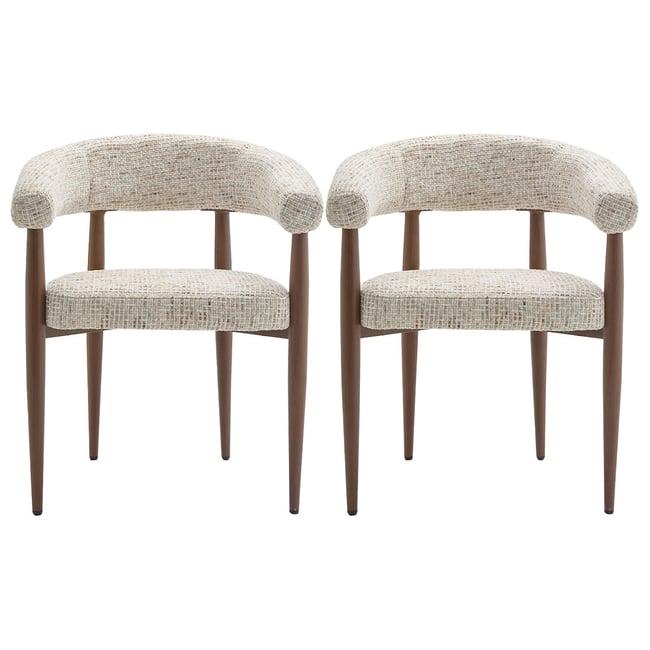 Lot de 2 fauteuils en tissu moucheté, NOUR Couleur beige <span itemprop=