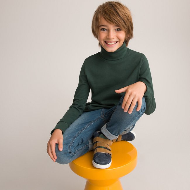Pack of 3 Turtlenecks in Cotton, navy blue + green + striped, LA REDOUTE COLLECTIONS