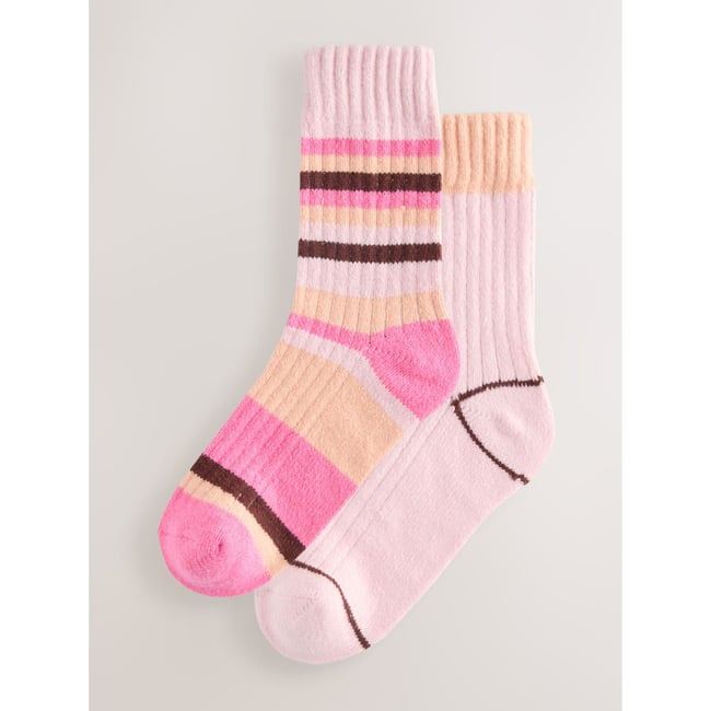 Chaussettes très confortables, 2 paires rayures multicolores <span itemprop=