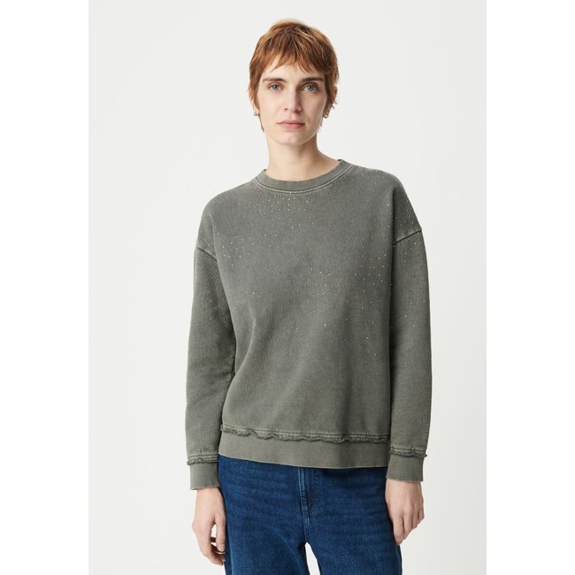 Sweat à capuche loose molleton décor clous gris anthracite <span itemprop=