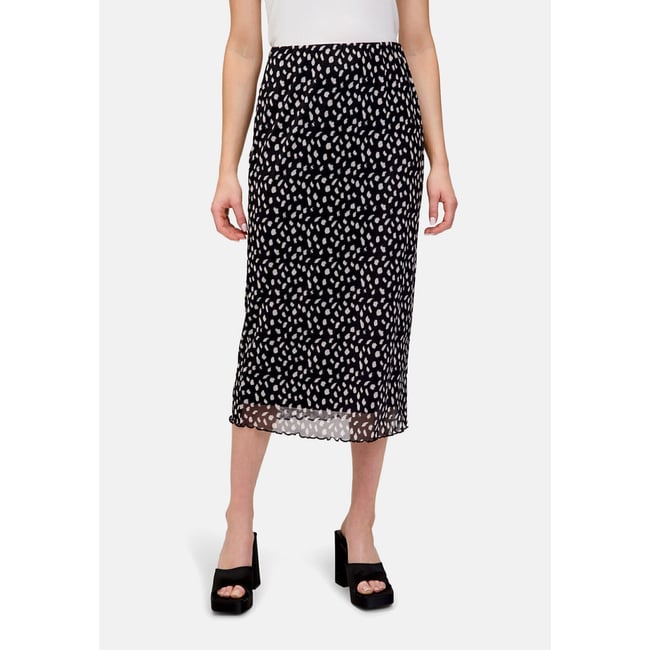 Jupe longueur midi à élastique blanc/noir <span itemprop=