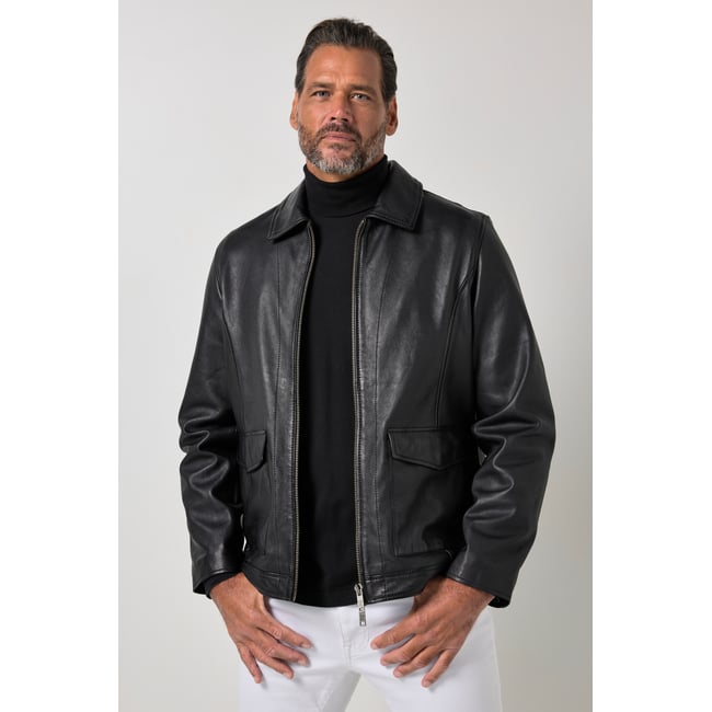Veste en cuir nappa d'agneau noir <span itemprop=