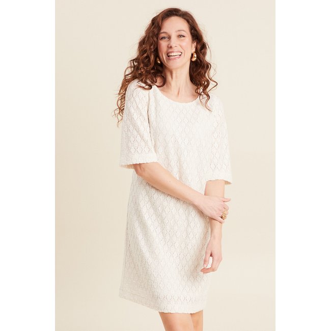 Robe droite dentelle ecru <span itemprop=