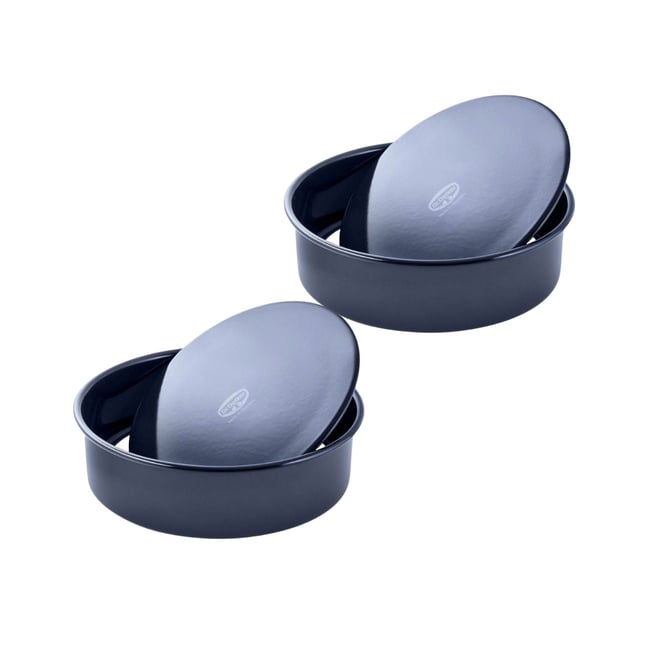 Lot de 2 moules à gâteaux 28/28 cm en acier BACK-LIEBE bleu <span itemprop=