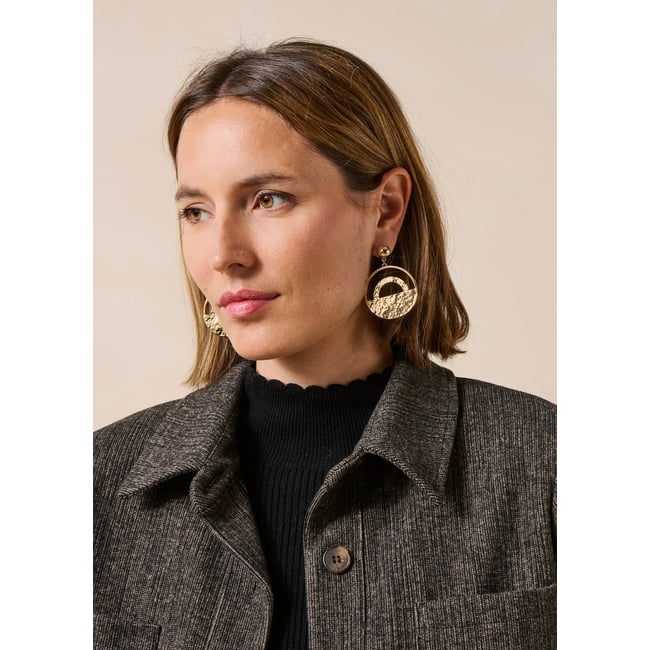 Boucles d'oreilles pendantes rondes light gold <span itemprop=
