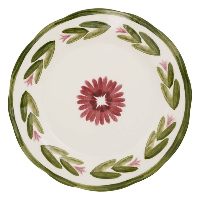 Lot de 6 assiettes dessert rondes en porcelaine MONA Couleur vert <span itemprop=