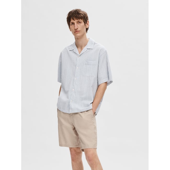 JACK & JONES Junior – T-Shirt Seersucker Col Chemise Manches Courtes Garçon, Tissu Respirant 65% Polyester 35% Coton