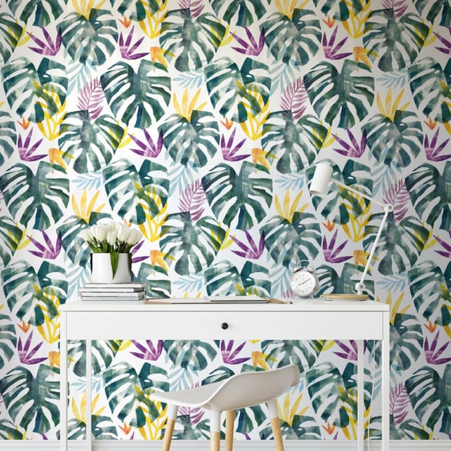 Papier peint botanique et plantes tropicales - 510x260 cm (l x h) Couleur multicolore <span itemprop=