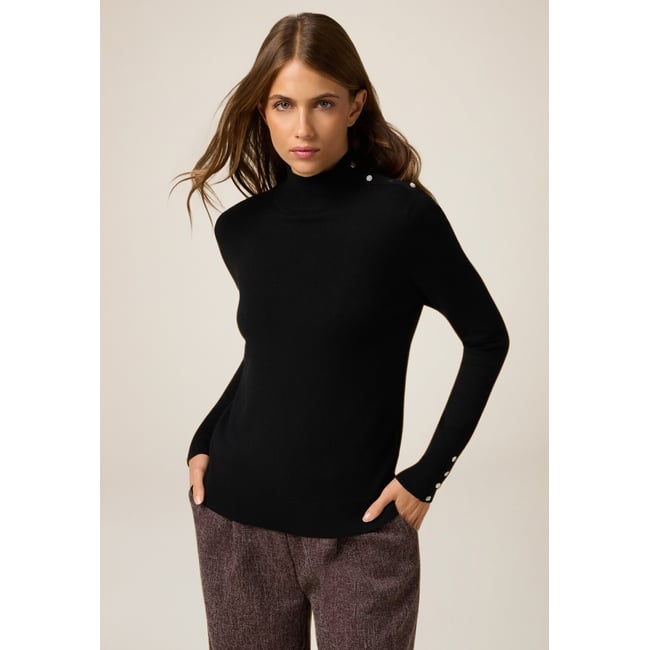 Col roulé moulant noir <span itemprop=
