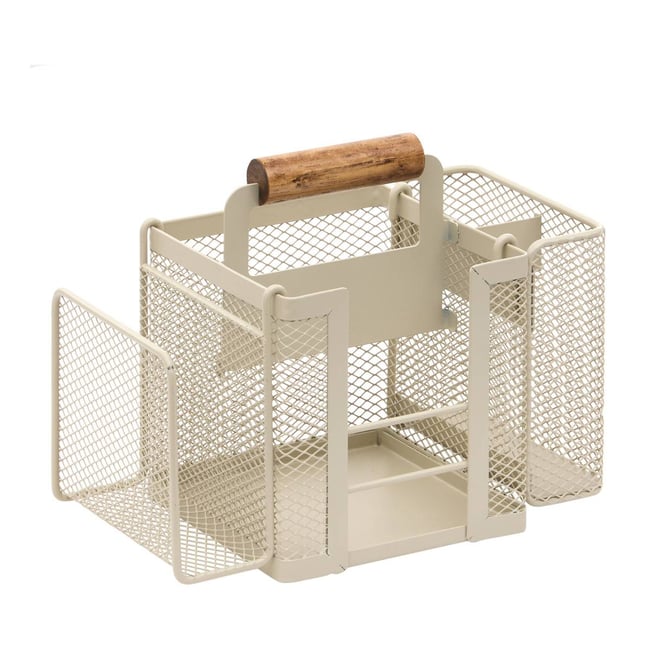 Pot à ustensiles 4 compartiments rectangulaire TELMA Couleur beige <span itemprop=