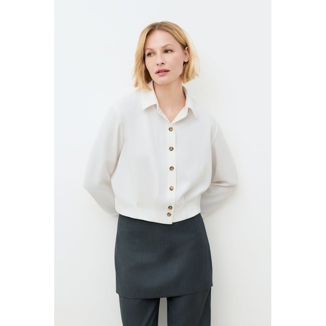 Chemise droite col chemise CIME ecru <span itemprop=