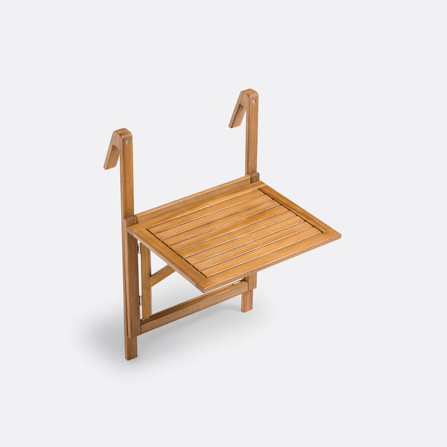 Table de balcon pliable, à suspendre, en acacia, ALATA acacia <span itemprop=