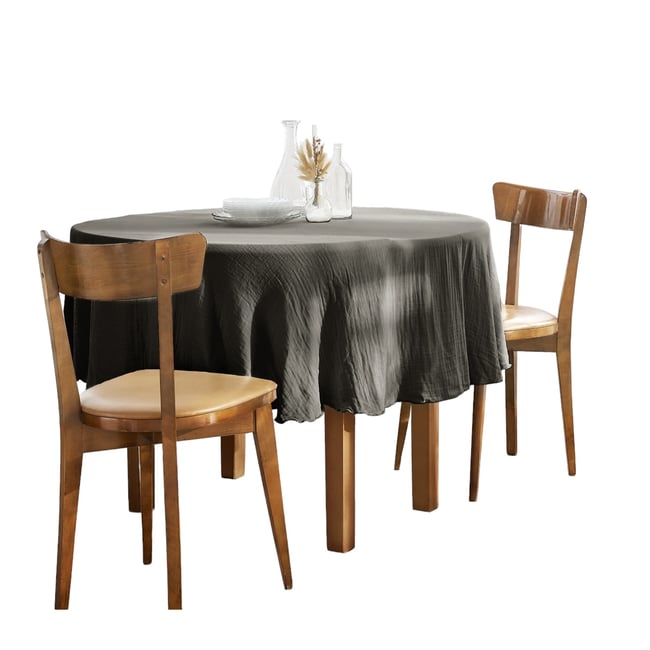 Nappe ronde en gaze de coton Gaia gris_fonce <span itemprop=