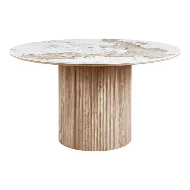 Table ronde en céramique blanche marbrée ø140 cm PRATO Couleur blanc <span itemprop=