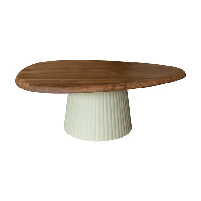 Table basse en bois d'acacia et pied en métal, MALMO Couleur ecru-naturel <span itemprop=