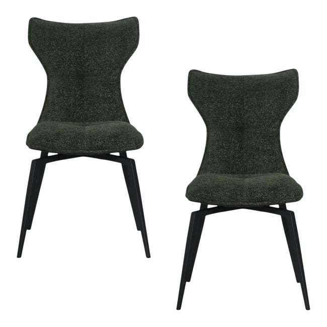 Chaise verte pivotante en velours avec passepoil (lot de 2) LOMBARDIE Couleur vert <span itemprop=