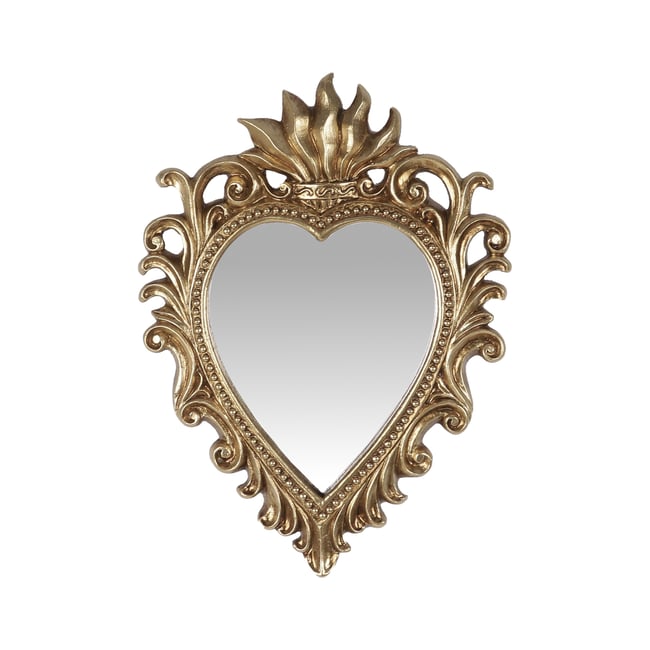 Déco murale ex-voto miroir 15.5x11cm Couleur or <span itemprop=