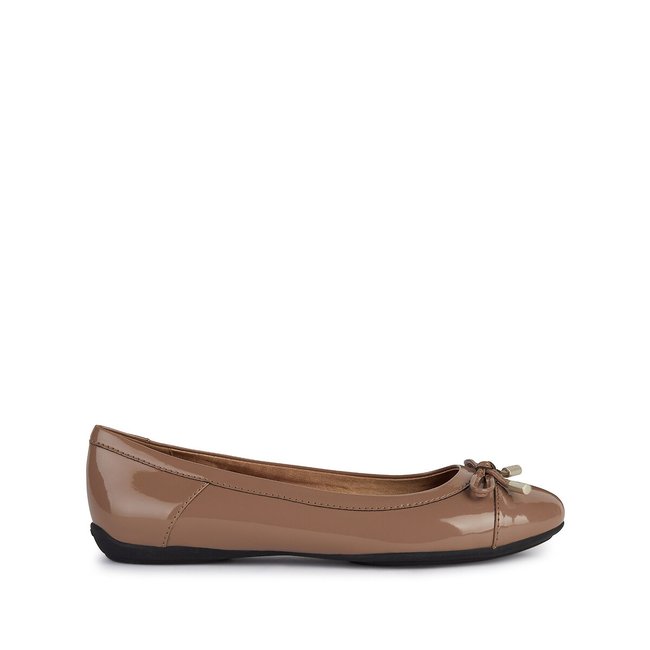 Charlene Patent Breathable Ballet Flats, taupe, GEOX