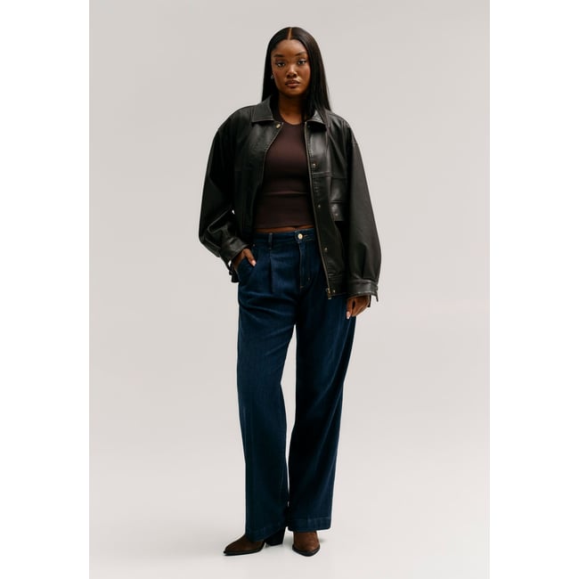Jeans Wide-Leg bleu foncé <span itemprop=