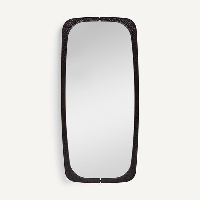 Miroir rectangulaire gougé H170 cm Kuchim Couleur café grillé <span itemprop=