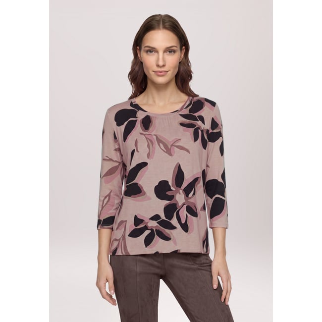T-shirt basique à fronce rosé/black <span itemprop=