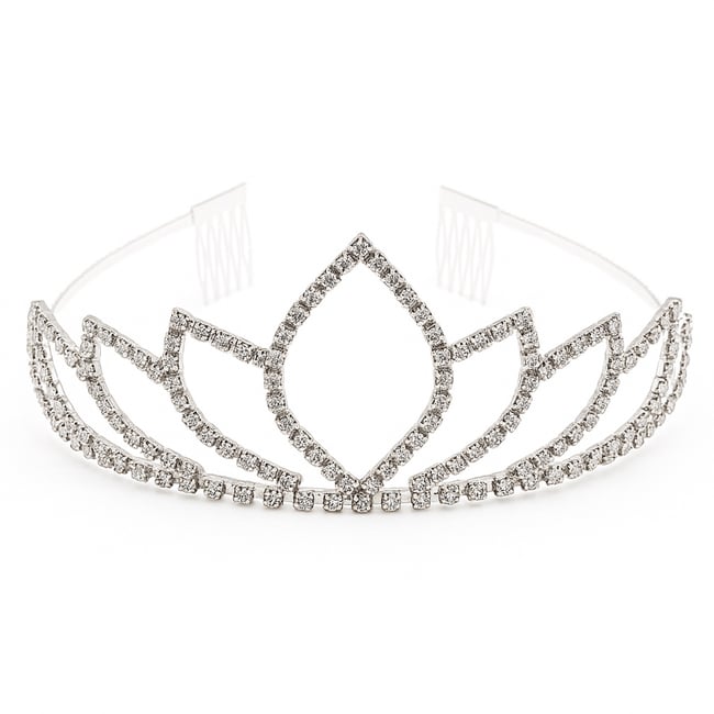 Diadème couronne enfant strass déguisement princesse argent <span itemprop=