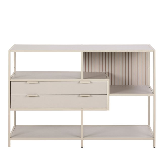 Étagère 2 tiroirs en métal L114cm- HEXA Couleur beige <span itemprop=