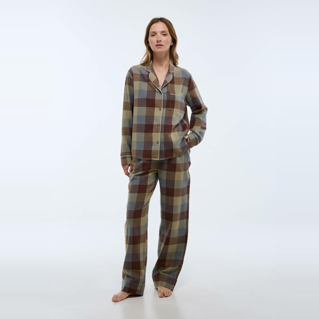 Pyjama vichy en coton graté gris chine moyen <span itemprop=