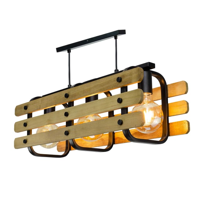 Suspension en métal et bois de hêtre, CHABANON Couleur naturel <span itemprop=