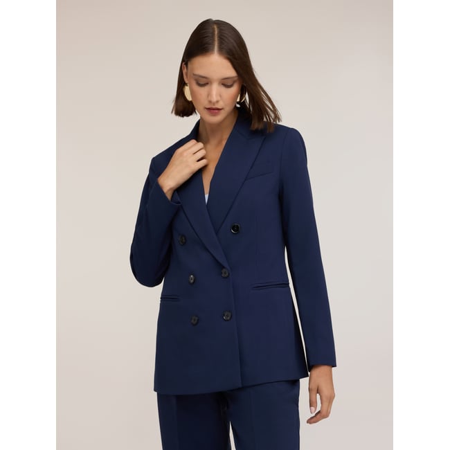 Blazer croisé bleu <span itemprop=