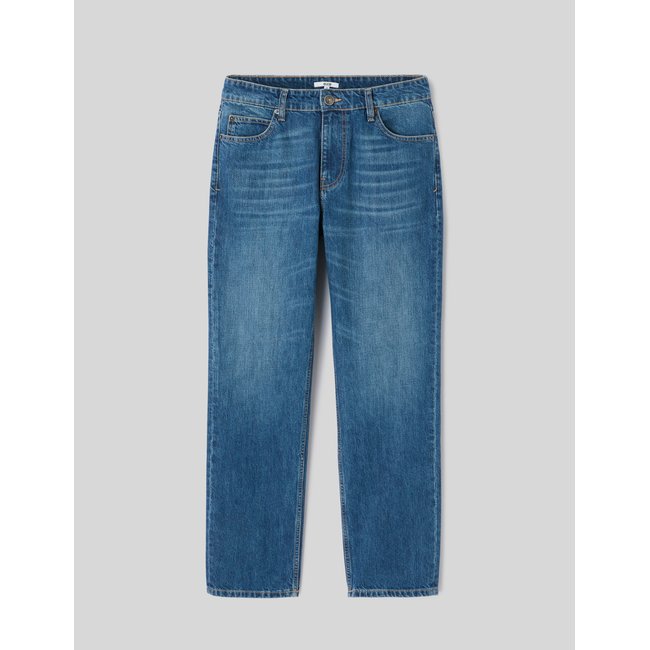 Jean straight 5 poches bleu moyen <span itemprop=