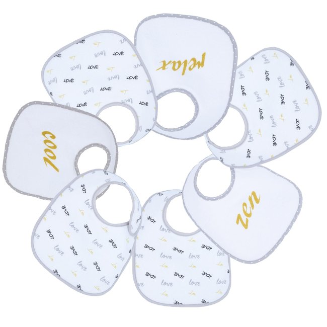 Lot de 7 bavoirs naissance - Baby Cool blanc <span itemprop=