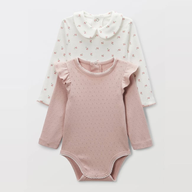 Lot de 2 bodies manches courtes imprimé en coton BIO GOTS buvard <span itemprop=