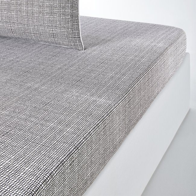 Drap-housse pur coton, Jinties blanc/noir LA REDOUTE INTERIEURS