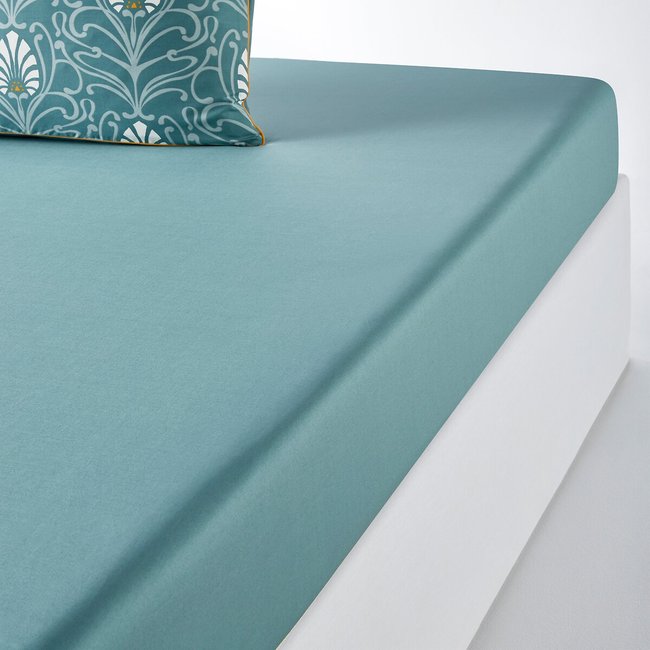 Poetic Cottage Cotton Percale Fitted Sheet, green, LA REDOUTE INTERIEURS
