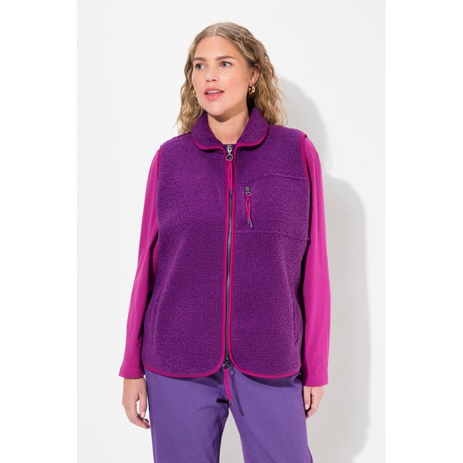 Veste en polaire bouclée sans manches violet foncé <span itemprop=