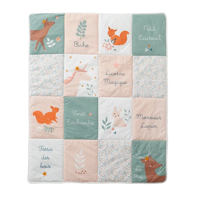 Tapis de sol FORET ENCHANTEE rose / multicolore <span itemprop=