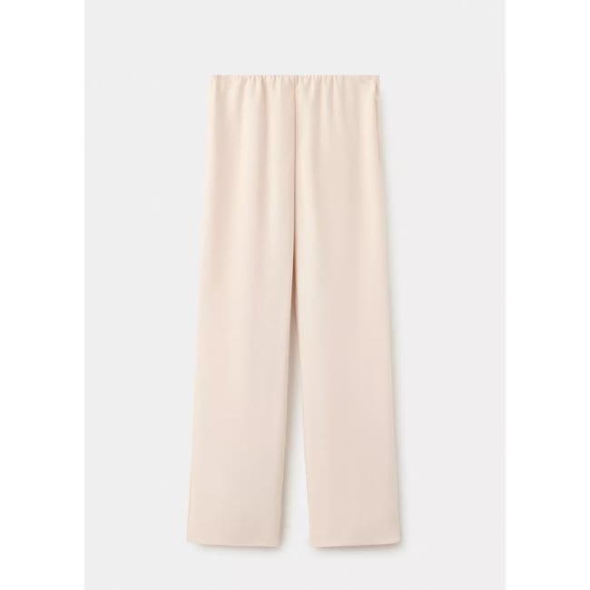 Pantalon droit satiné écru <span itemprop=