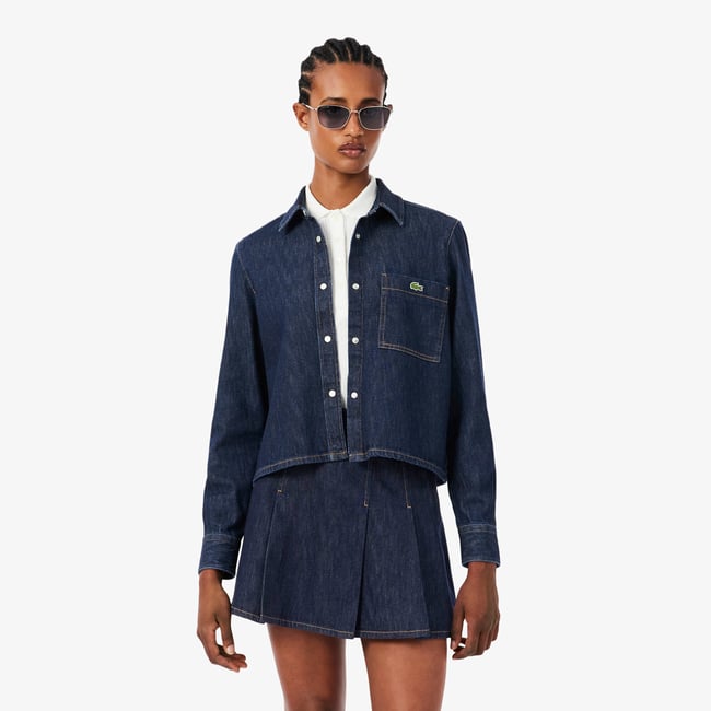 Chemise denim léger regular fit bleu-rne <span itemprop=