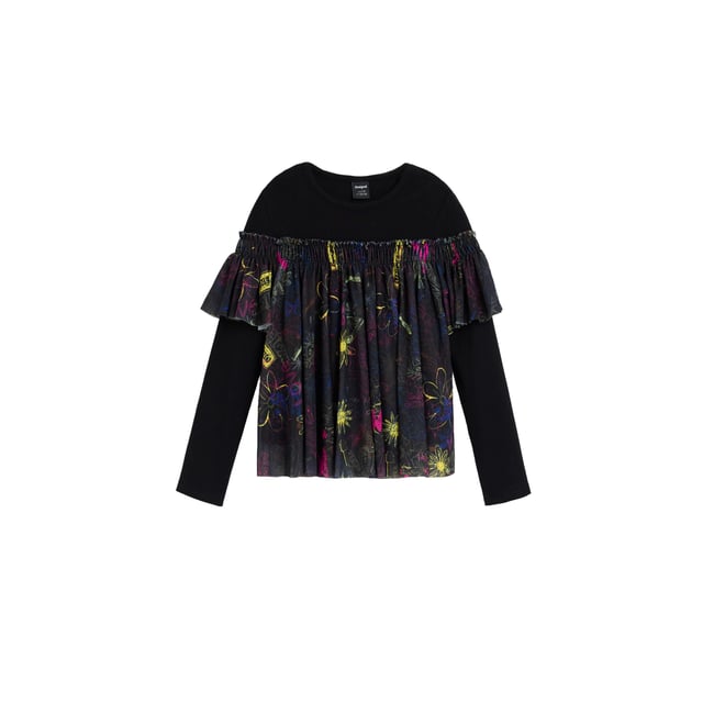 T-SHIRT À IMPRIMÉ FLORAL noir <span itemprop=