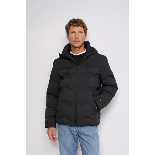 DOUDOUNE À CAPUCHE noir <span itemprop=