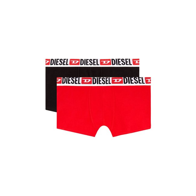 2er-Pack unifarbene Boxerpants, lange Schnittform schwarz + rot <span itemprop=