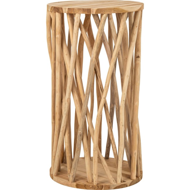 Table de bar ronde en teck Couleur naturel <span itemprop=