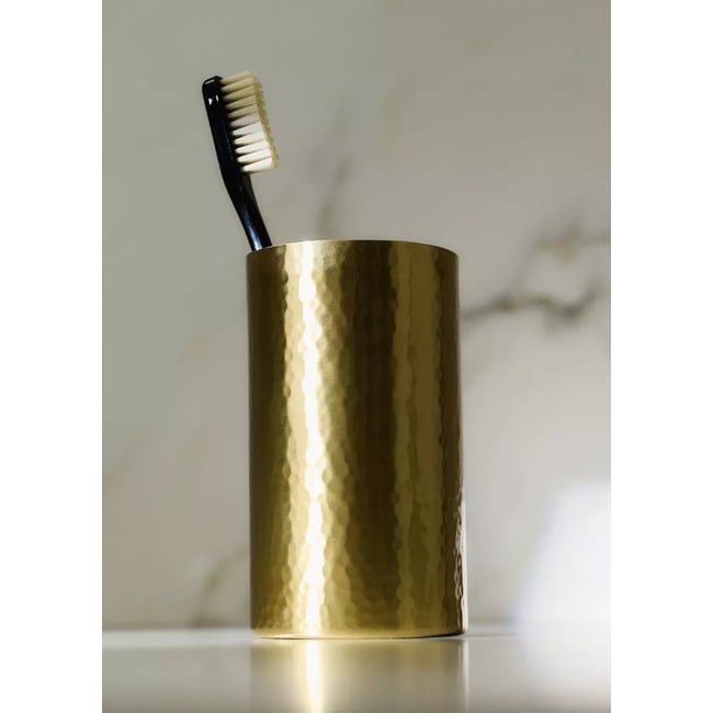Gobelet porte-brosse à dents en acier inoxydable Couleur or <span itemprop=