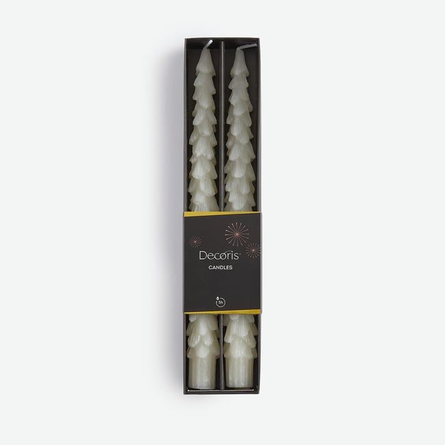 Lot de 2 bougies, forme sapin, en cire, CASPAR Couleur ecru <span itemprop=
