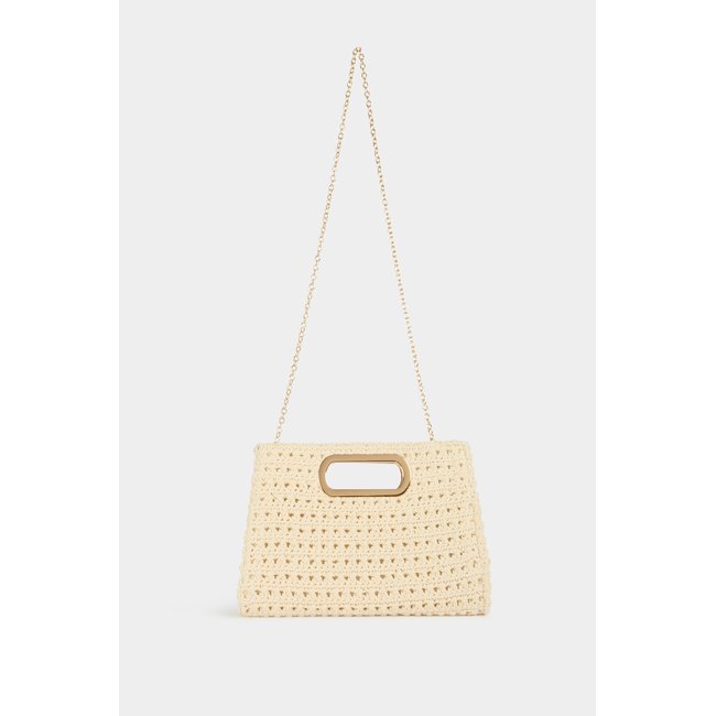 Pochette tricot ivoire <span itemprop=