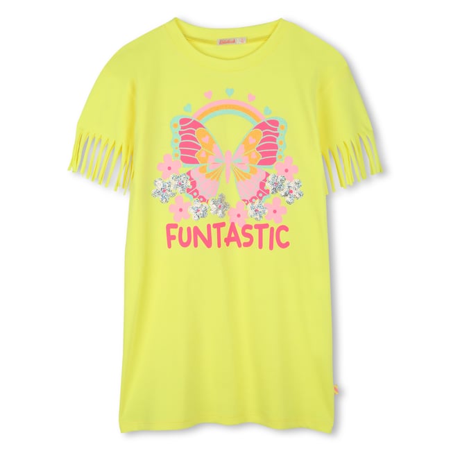 Robe droite avec franges citrus <span itemprop=
